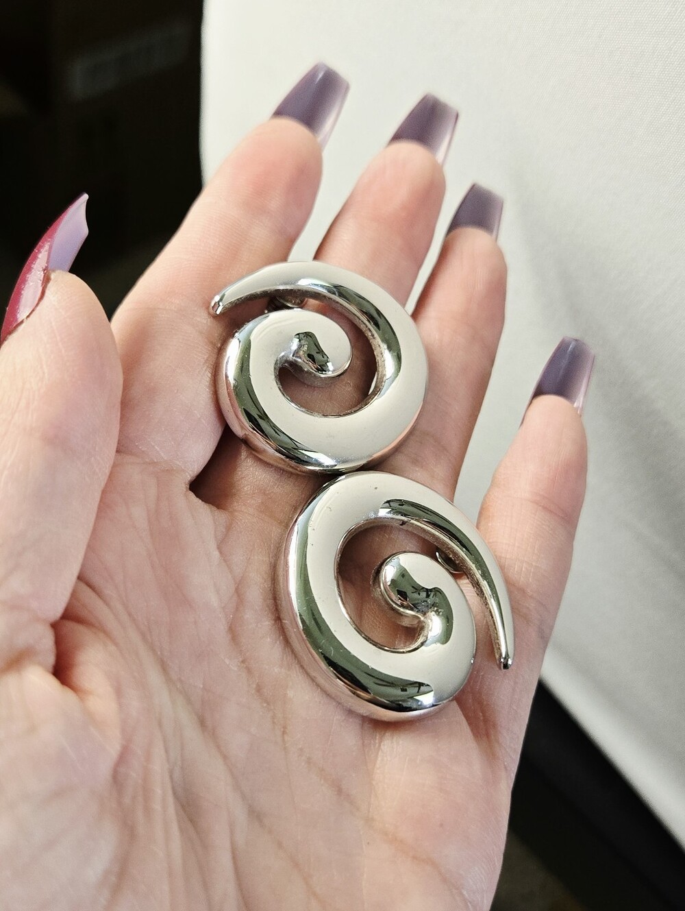 Monet Polished Silver Spiral Post Earrings - Picture 4 of 15